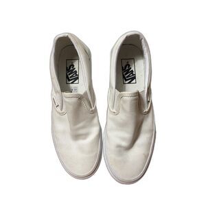 Vans Classic Slip-On Shoes – White Canvas – Women’s 8 / Men’s 6.5